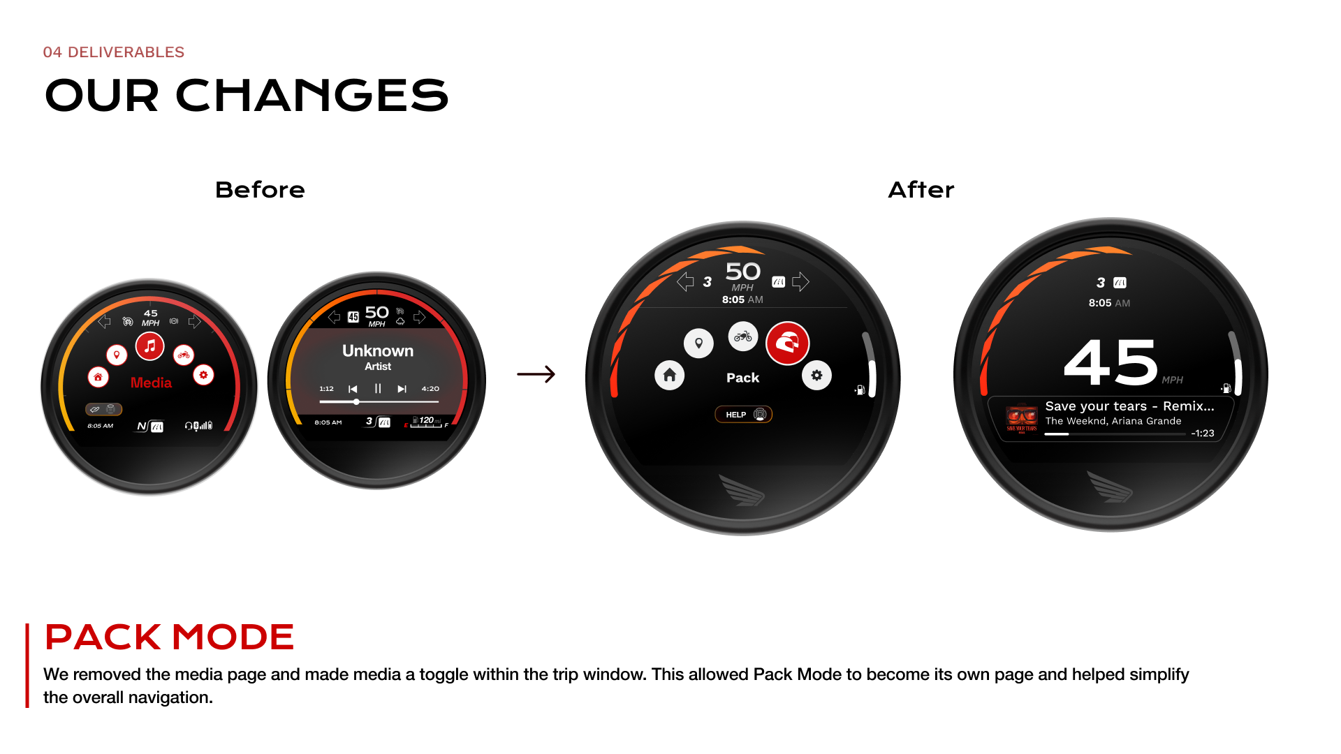 Before and after media and Pack Mode navigation