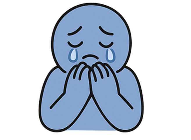Grieving face with tear